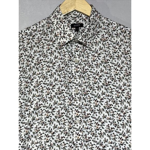 Express Slim Performance Shirt Mens Medium Floral Collared Button Up Stretch - Picture 3 of 12